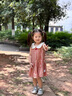 班喜迪女童連衣裙夏裝2025新款寶寶公主裙周歲禮服夏季兒童娃娃領(lǐng)背心裙 紅色 100 曬單實(shí)拍圖