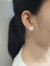 meluxe美奈 太陽花 S925銀akoya海水珍珠耳釘大顆粒珍珠耳飾 生日禮物 akoya白10-10.5mm 曬單實拍圖