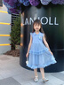 迪士尼冰雪艾莎公主裙女童連衣裙2025夏季新款兒童蛋糕蓬蓬裙禮服裙子 藍色 120 曬單實拍圖