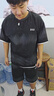 HIPANDA男裝套裝夏季薄款休閑短袖T恤透氣涼感短褲寬松兩件套搭配 黑 XL 曬單實拍圖