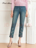 pinkmaryPink Mary/粉紅瑪琍牛仔褲女2023秋季時(shí)尚休閑刺繡褲子PMAMW2002 灰藍色 L / (170) 曬單實(shí)拍圖
