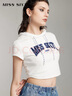 MISS SIXTY短袖T恤女連帽抽繩休閑運動(dòng)甜酷辣妹弧形下擺短款BM風(fēng) 漂白 M 曬單實(shí)拍圖