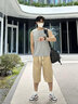 Cebrodz法國(guó) 七分褲男2025夏季新款男生冰絲薄款休閑男褲寬松直筒休閑褲 淺卡其 L 曬單實(shí)拍圖