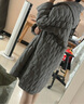 LESS冬季白鴨絨外套女休閑寬松連帽長款輕薄方格羽絨服2N0C20750 037/駝灰 S 曬單實拍圖