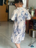ASK JUNIOR女童裙子夏薄款透氣國風(fēng)新中式公主裙荷葉邊立領(lǐng)兒童裙子 藍(lán)色 13 曬單實(shí)拍圖