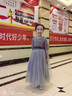 乖奇奇（ALERTCHYCHY）兒童禮服公主裙花童婚紗小女孩生日主持人高端女童鋼琴演出服大童 灰色長(zhǎng)款中袖01-C2 130cm(130cm) 曬單實(shí)拍圖