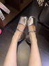 達芙妮銀色瑪麗珍鞋女鞋2026新款夏季一腳蹬涼鞋法式淺口單鞋軟底小皮鞋 JP553075銀色 36 曬單實(shí)拍圖