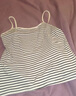 恒源祥細肩帶吊帶背心女免穿文胸一體式帶胸墊夏薄款外穿內搭上衣女生 白黑條【固定杯/文胸一體】 M (160) 曬單實(shí)拍圖