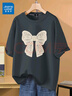 真維斯（Jeanswest）時(shí)尚短袖t恤女學(xué)生可愛(ài)甜美學(xué)院女裝ins風(fēng)夏季新款純棉寬松上衣服 沉靜灰 蕾絲蝴蝶結 2XL 曬單實(shí)拍圖