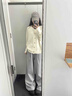 SNYDER WEAR韓系毛衣開衫溫柔風(fēng)長(zhǎng)袖毛衣外套女小個(gè)子寬松顯瘦針織開衫上衣女 米白色  常規(guī) S 建議80-95斤 曬單實(shí)拍圖