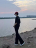 迪伽達cleanfit黑色微喇牛仔褲男夏季美式vibe褲子男高街窄版顯瘦直筒褲 DFFS-701(半松緊)黑色 XL 曬單實拍圖
