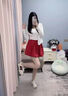 冶芷紅色蓬蓬花苞裙女夏薄款高腰防走光半身裙小個子a字百褶短裙 復(fù)古紅色花苞短裙 L 曬單實(shí)拍圖