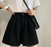 胖mm大碼休閑短褲女夏季2026新款高腰顯瘦寬松外穿百搭a字闊腿褲 黑色 M 建議80-100斤 曬單實(shí)拍圖