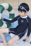 WATERTIME兒童游泳衣男孩訓練長(cháng)袖保暖連體平角中大童泳裝男 黑色 140 (131-143cm/27-34KG) 曬單實(shí)拍圖