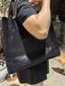 北狐復(fù)古女包真皮新款簡約大氣手提包職業(yè)商務(wù)包大容量托特包通勤包女 黑色 曬單實(shí)拍圖