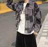 棉致牛仔外套男秋季新款工裝夾克男潮流寬松休閑上衣服青少年百搭褂子 黑色 L 【125-145斤】 曬單實拍圖