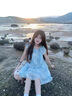 邦帛世連衣裙溫柔藍(lán)色短袖女夏2025新款波浪花邊法式小個(gè)子氣質(zhì)連衣裙 夢幻碎花公主裙【藍(lán)】 S 適合【80斤-100斤左右】 曬單實(shí)拍圖