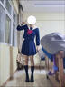 閃動(dòng)少女（SHANDONGSHAONV）【莓感覺(jué)】jk水手服套裝山川會(huì )社基礎長(cháng)袖學(xué)院風(fēng)制服夏季上衣 紺色莓感覺(jué)短袖上衣+紅領(lǐng)結 S 曬單實(shí)拍圖