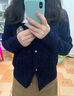 Navigare意大利小帆船女士毛衣秋冬季新款純綿羊毛長(cháng)袖開(kāi)衫通勤保暖外套 海軍藍 L 曬單實(shí)拍圖