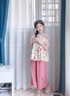 皮爾卡丹（pierre cardin）童裝女童夏季套裝2025新款兒童飛袖娃娃衫碎花上衣闊腿褲兩件套潮 粉色 170 尺碼15~16歲【160-170cm】 曬單實(shí)拍圖
