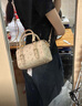 凱蒂貓（hellokitty）印花波士頓包時(shí)尚小香風(fēng)女士手提高級感輕奢斜挎包休閑通勤單肩包 （奶茶色）花道美夢收藏家 曬單實(shí)拍圖