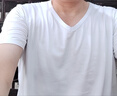 真維斯（Jeanswest）涼感莫代爾冰絲棉短袖t恤男士夏季寬松休閑半截V領(lǐng)體恤衫上衣服裝 白色602D XL 【建議120-140斤】 曬單實(shí)拍圖