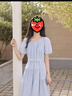 范思藍恩夏季法式腰帶收腰連衣裙女夏裝新款韓系高腰A字裙新品連衣裙 冰川藍 M 曬單實拍圖