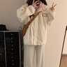 JRET學(xué)院風(fēng)假兩件連帽拼色工裝外套女春秋2025新款寬松休閑夾克棒球服 杏色 S 曬單實拍圖