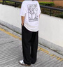 啄木鳥(niǎo)褲子男春夏季新款男士純色直筒休閑褲青少年垂感西褲男生運動(dòng)長(cháng)褲 黑色 XL 曬單實(shí)拍圖