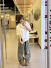 風(fēng)采兔 新中式花朵項(xiàng)鏈短袖T恤女裝2025夏季新款甜美國潮牌美式半袖上衣 白色 M 曬單實(shí)拍圖