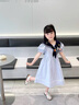G.DUCKKIDS童裝女童連衣裙夏季2024新款洋氣女大童夏裝學(xué)院風(fēng)純棉兒童裙子潮 藏青 吸汗棉質(zhì) 160 建議150-160cm12-13歲 曬單實拍圖