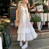 皓娥法式甜美吊帶連衣裙女春季新款度假風(fēng)超仙氣質(zhì)長裙蛋糕裙長裙子 法式吊帶連衣裙【S】 曬單實(shí)拍圖