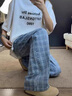 卡圖弛美式復(fù)古藍(lán)色格子牛仔褲男夏季cleanfit潮牌長(zhǎng)褲痞帥高街百搭褲子 藍(lán)色 XL 曬單實(shí)拍圖