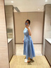 馬登女裝法式藍(lán)色無(wú)袖背心連衣裙女夏季高級(jí)感度假風(fēng)抽繩長(zhǎng)款連身裙 霧霾藍(lán) 【2026新款/薄款寬肩帶吊帶連衣裙子茶歇系a字收腰夏季】 L （120-130斤） 曬單實(shí)拍圖