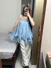 渝鼎福甜美荷葉邊吊帶裙女士夏季仙氣無袖上衣遮肚子寬松沙灘海邊度假風(fēng) 森系可愛吊帶上衣 M 【90-120斤】 曬單實(shí)拍圖