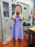 唐獅童裝夏季新款POLO連衣裙學(xué)院風(fēng)女童裙子百褶裙 紫色 140 曬單實(shí)拍圖