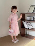 G.DUCKKIDS童裝漢服女童夏裝套裝裙兒童唐裝中國風(fēng)上衣裙子六一表演服小女孩 粉色 110尺碼4~5歲【100-110cm】 曬單實拍圖