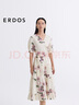 ERDOS【絲棉混紡】25春夏氣質V領印花系帶A字女中長裙連衣裙 香草白 XL 175/92A 曬單實拍圖