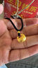 中國黃金（CHINA GOLD）黃金吊墜男女款足金小胖福金坨坨平安金鎖項鏈情人節(jié)禮物嬰兒滿月 【今/次日達】胖福金坨+金珠【黑繩】約0.6g 曬單實拍圖