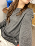 FAIRFAFO林肉肉【美式輕薄長(cháng)袖】套頭t恤女裝早秋2025新款設計感小眾上衣 黑灰 L 165/88A 曬單實(shí)拍圖