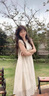 棉致法式氣質小飛袖連衣裙女夏季2025新款溫柔風甜美收腰顯瘦長裙子 杏色連衣裙 L 111-120斤 曬單實拍圖