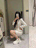 CHERY KALLY【寂靜荒島】潮牌厚底小白鞋女士2025新款休閑時尚真皮板鞋松糕鞋 米白色 Creamy white 37 曬單實拍圖