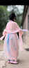 紛資言漢服兒童女春秋唐裝公主裙女童連衣裙仙氣古風(fēng)古裝女漢服超仙裙子 蝦粉色 長袖款(無鞋子) 110 曬單實拍圖