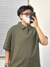 牧唯美式速干簡約泡泡紗短袖polo衫男士2025春夏寬松休閑高級翻領體恤 軍綠色 XL [建議130-145斤] 曬單實拍圖
