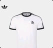adidas三條紋修身純棉運動上衣圓領短袖T恤男女夏阿迪達斯三葉草   白   S 曬單實拍圖