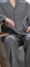 宜色家雙層紗100%純棉睡衣男女士25秋季新款全棉高端家居服布衣七夕禮物 翻領(lǐng) - 冰川灰 （男款） L （女120-140斤/男140-160斤） 曬單實(shí)拍圖