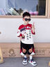 G.DUCKKIDS哪吒衣服男童夏裝短袖套裝2025年新款洋氣男寶寶夏季痞帥兒童薄款 紅色 120 cm 曬單實拍圖