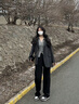 黑色西裝褲女褲子夏季薄款高級感垂感直筒西褲休閑冰絲窄版闊腿褲 黑色 【雙扣-常規(guī)】 M 【建議：91-100斤】 曬單實(shí)拍圖