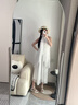 ZHR涼鞋女夏季時(shí)尚軟厚底增高女鞋簡(jiǎn)約一字帶沙灘鞋子女M607米色  37 曬單實(shí)拍圖