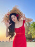 法式拉菲草花朵草帽女夏季沙灘海邊編織大帽檐太陽帽子遮陽防曬帽 均碼【純手工制作】 曬單實(shí)拍圖